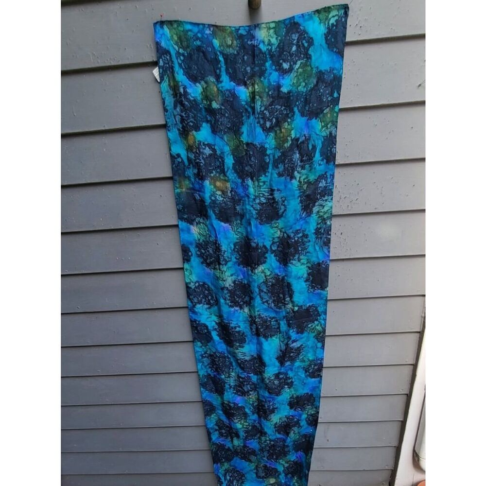 Blue Silk Batik Long Scarf
